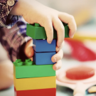 child playing with blocks