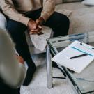 Man in psychotherapy office