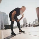 Older man winded from exercise