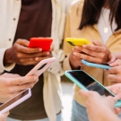 Teens with smartphones 