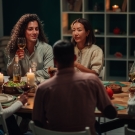 friends and family around a dinner table