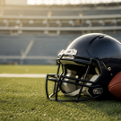 helmet and football in stadium