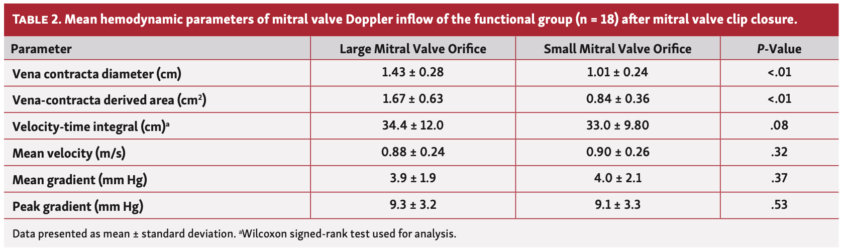 Singam Mitral Valve Table 2