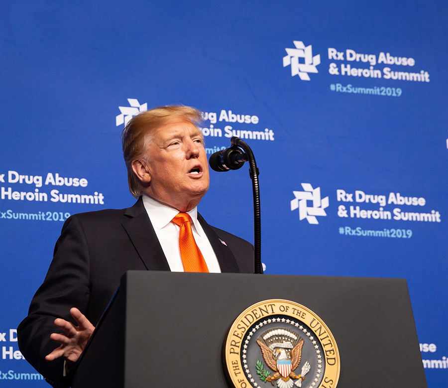 President Donald J. Trump addresses participants 2019 Rx Drug Abuse & Heroin Summit on Wednesday, April 24 in Atlanta Credit: Pierce Harman Photography