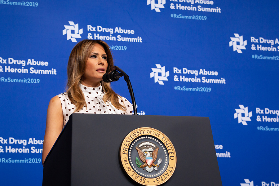 First Lady Melania Trump addresses participants 2019 Rx Drug Abuse & Heroin Summit on Wednesday, April 24 in Atlanta Credit: Pierce Harman Photography