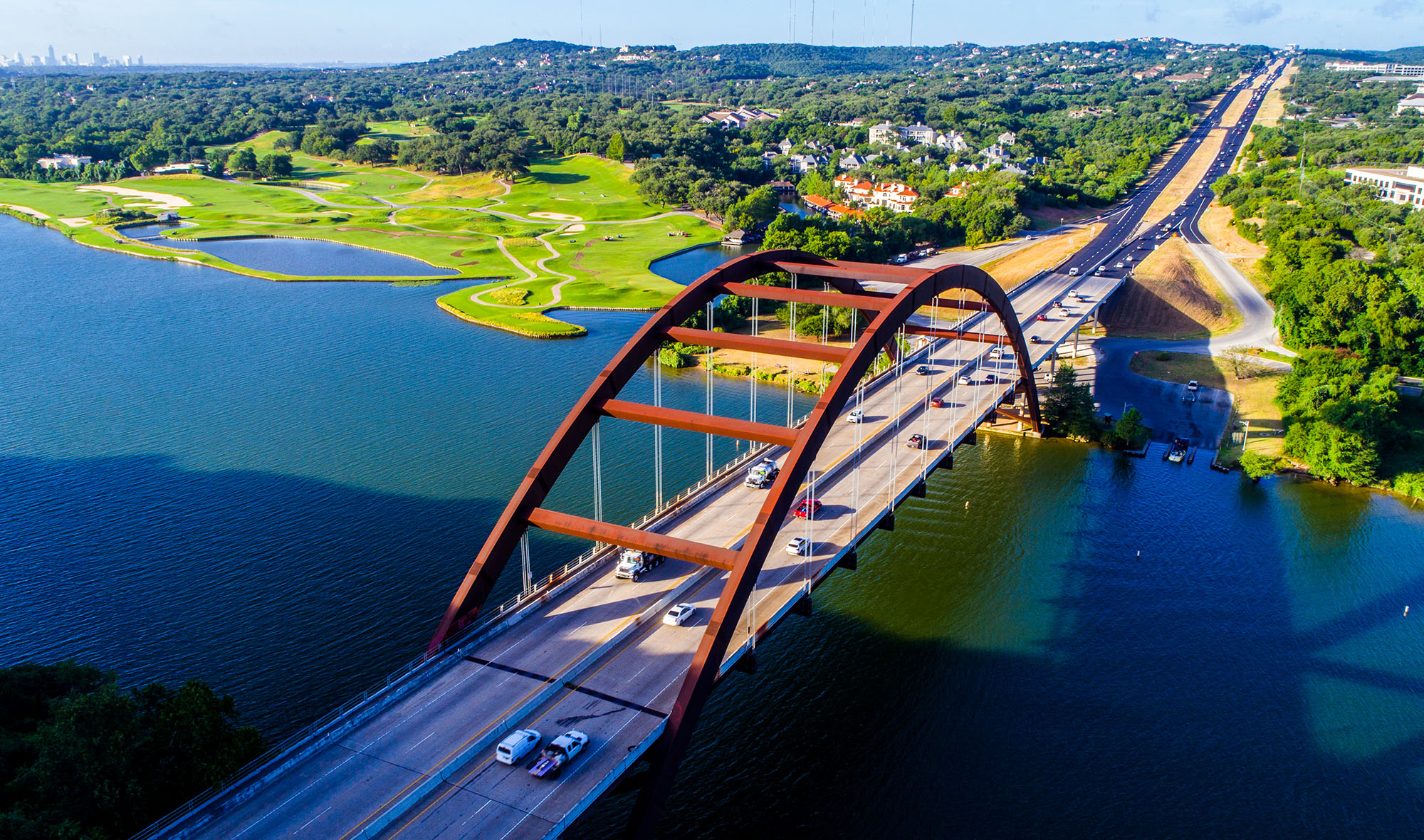 Pennybacker Bridge, also known as the 360 Bridge, located in Austin, Texas.
