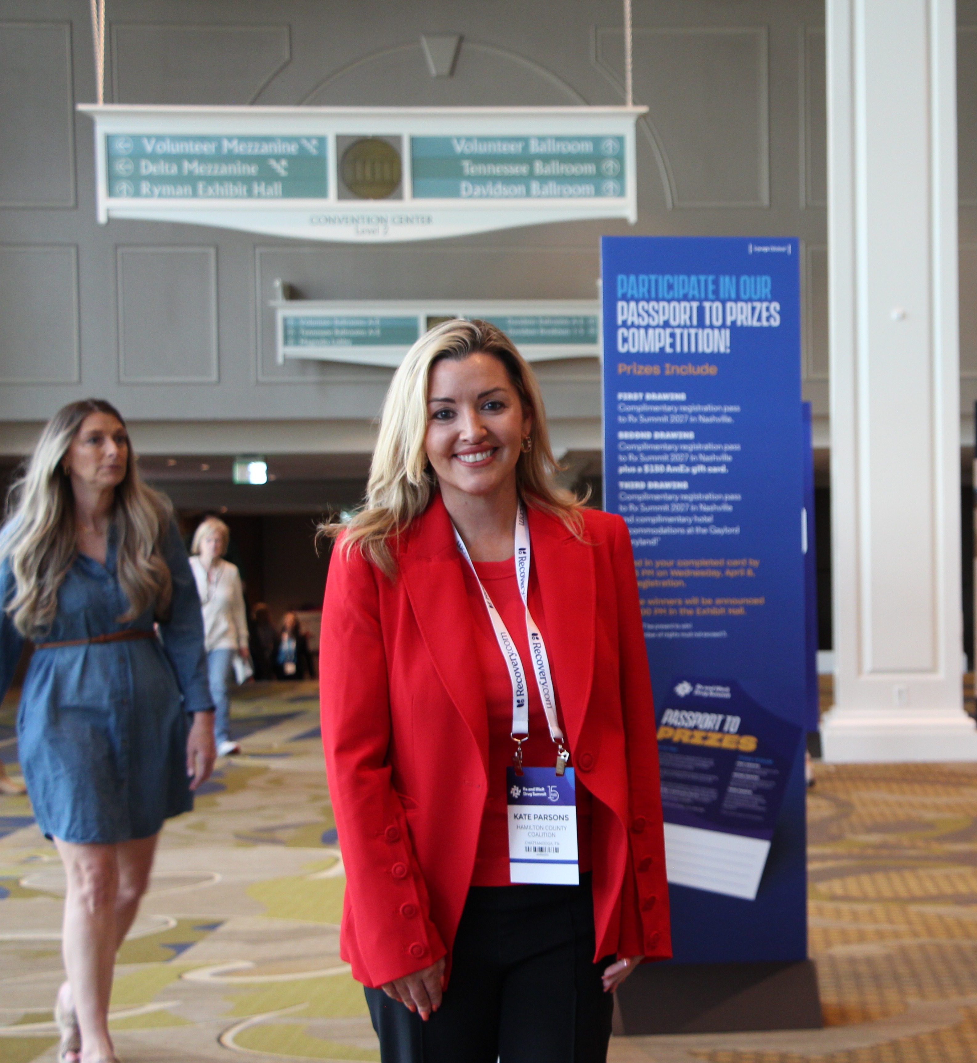 smiling woman at conference
