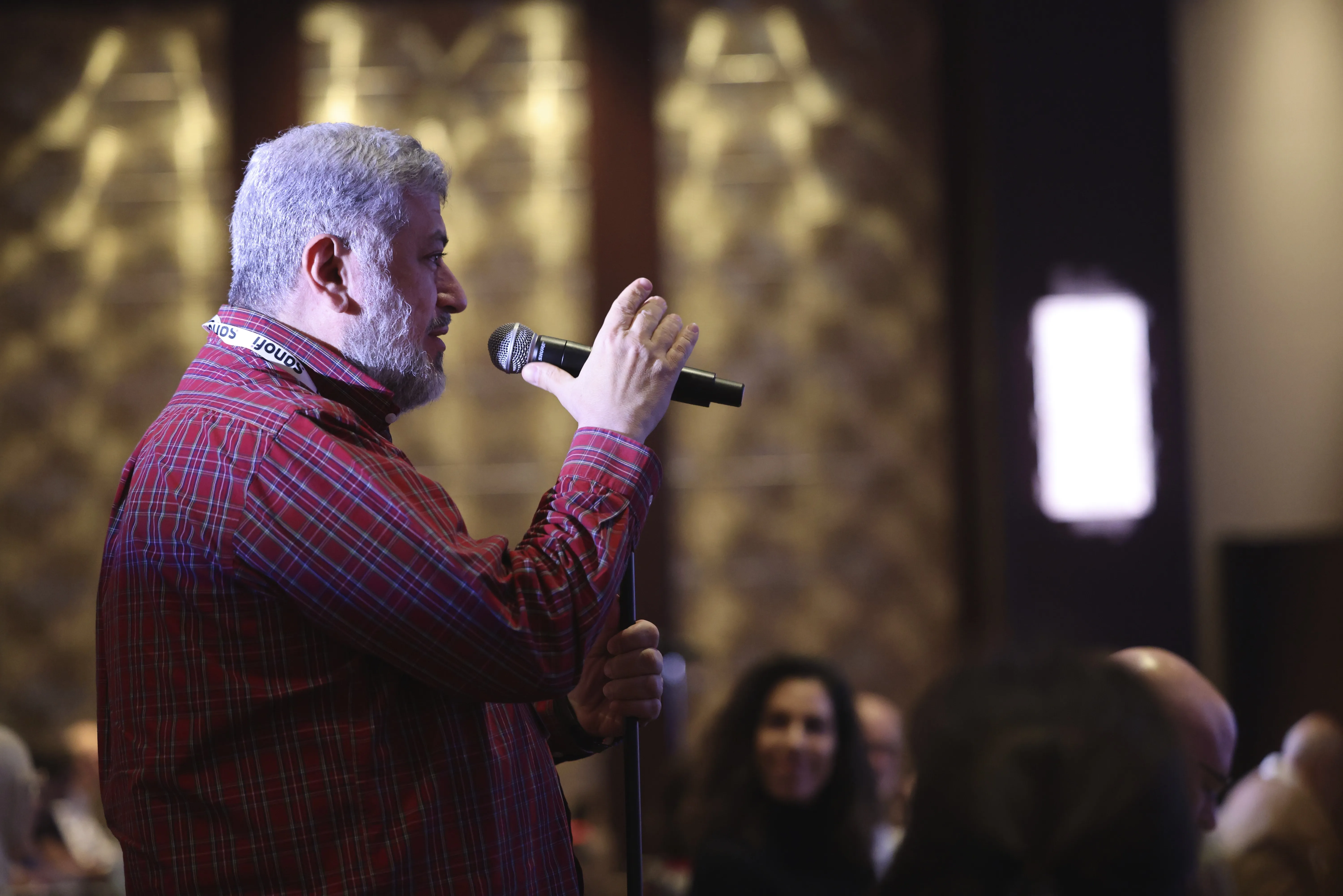 man speaking during session