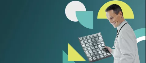 An image of a neurologist reviewing a brain scan