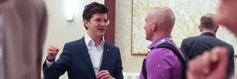 Faculty and attendees networking