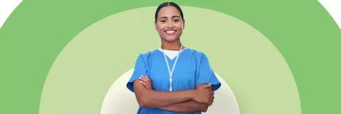 Healthcare provider smiling