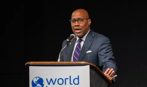 A speaker at the World Trauma Symposium