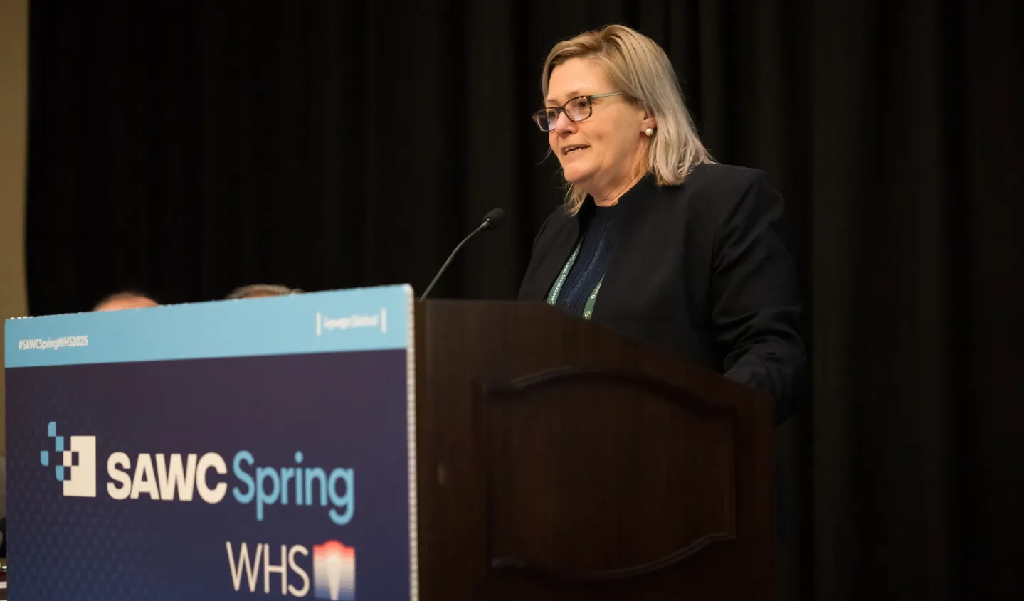 Dr. Susan Volk speaking at SAWC Spring | WHS
